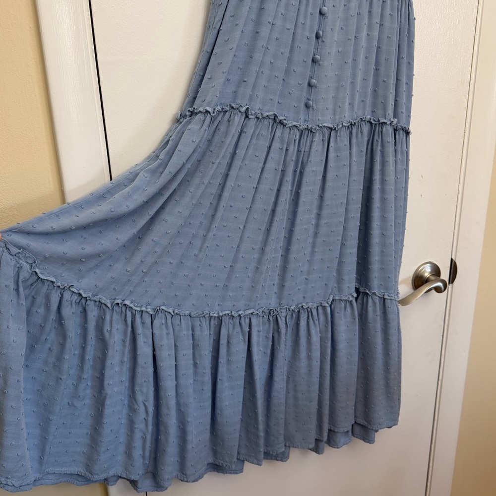 Powder Blue Tiered Skirt Maxi Dress - Picture 4 of 6